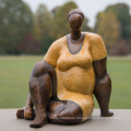 Hot sale bronze sitting fat woman sculpture